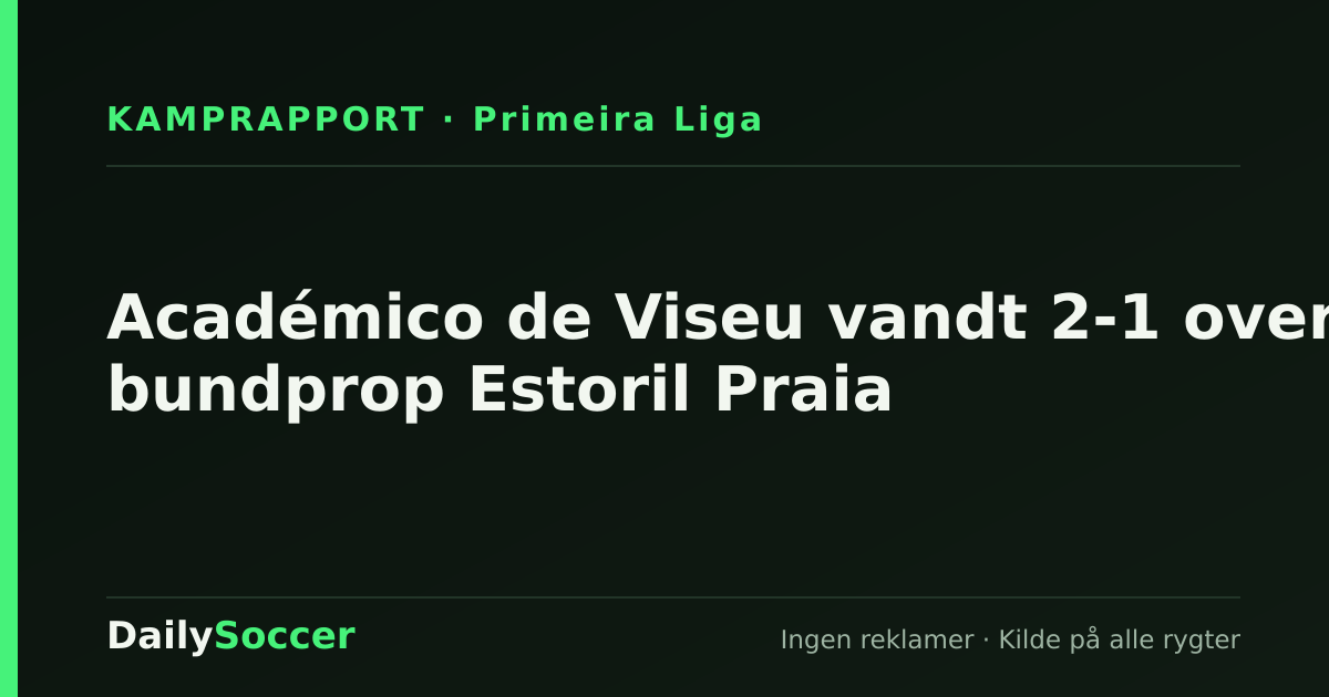 Académico de Viseu vandt 2-1 over bundprop Estoril Praia — DailySoccer