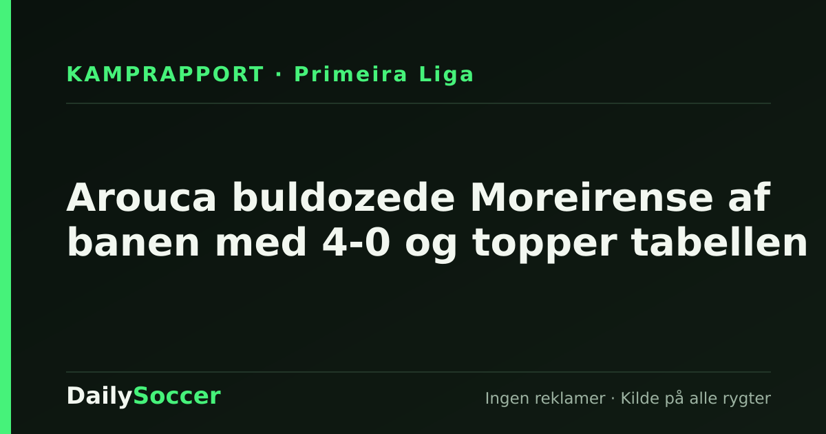 Arouca buldozede Moreirense af banen med 4-0 og topper tabellen — DailySoccer