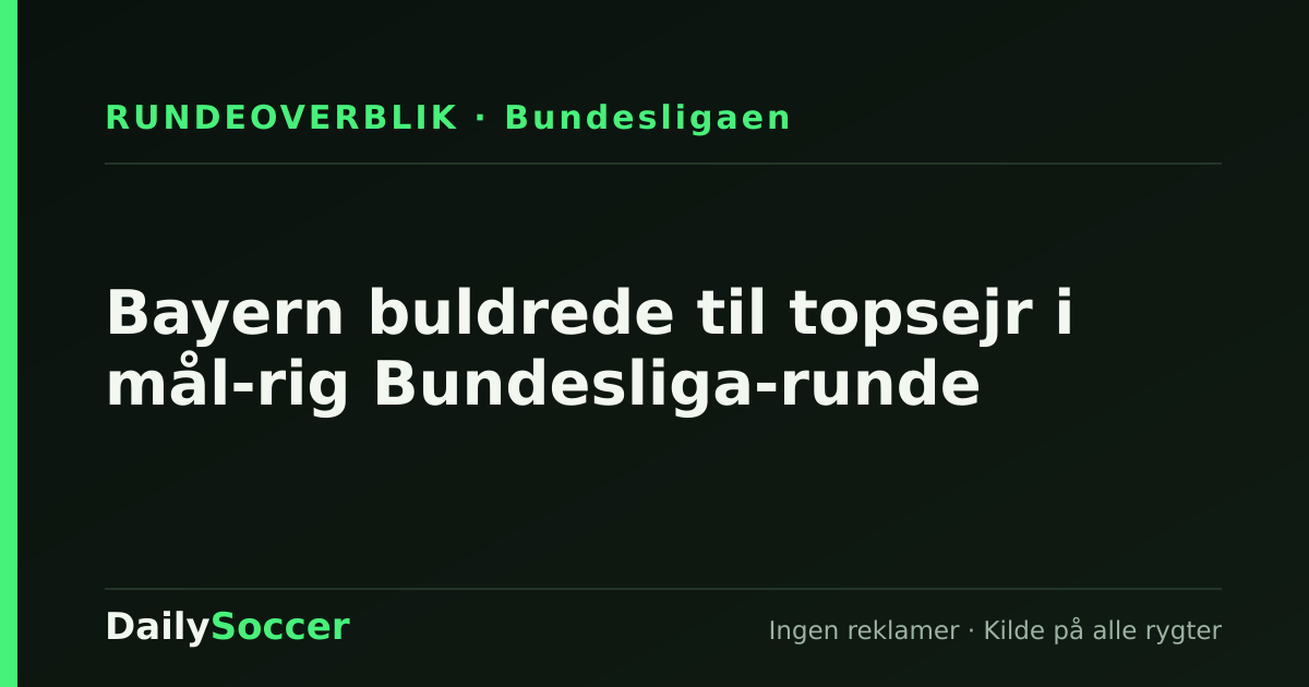 Bayern buldrede til topsejr i mål-rig Bundesliga-runde — DailySoccer