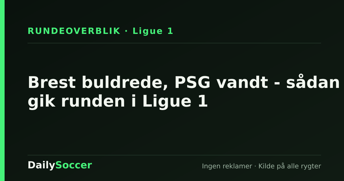 Brest buldrede, PSG vandt - sådan gik runden i Ligue 1 — DailySoccer