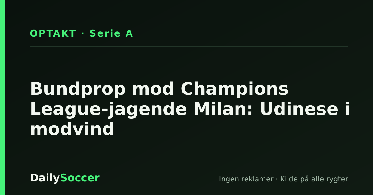 Bundprop mod Champions League-jagende Milan: Udinese i modvind — DailySoccer