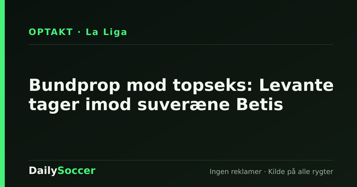 Bundprop mod topseks: Levante tager imod suveræne Betis — DailySoccer