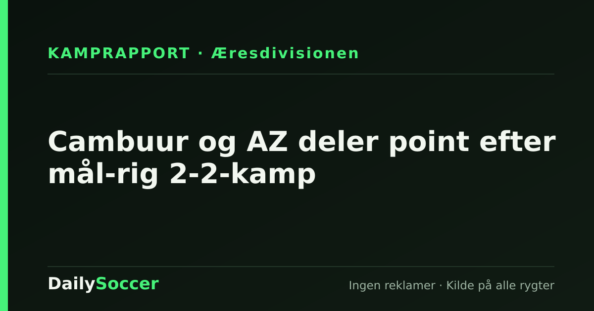 Cambuur og AZ deler point efter mål-rig 2-2-kamp — DailySoccer