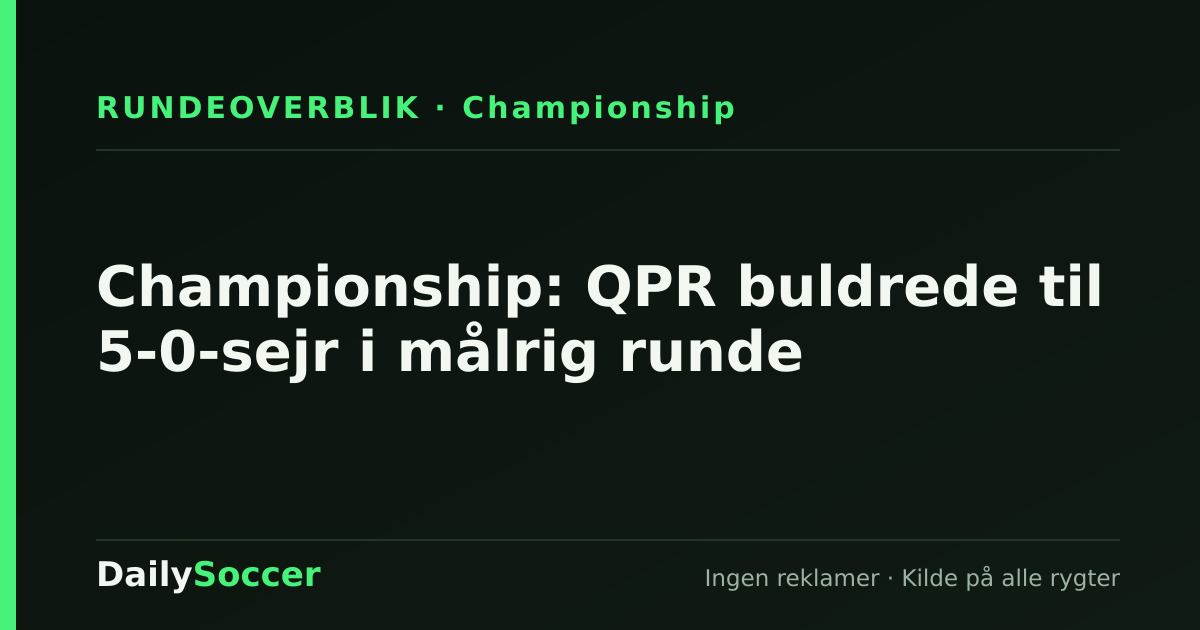 Championship: QPR buldrede til 5-0-sejr i målrig runde — DailySoccer