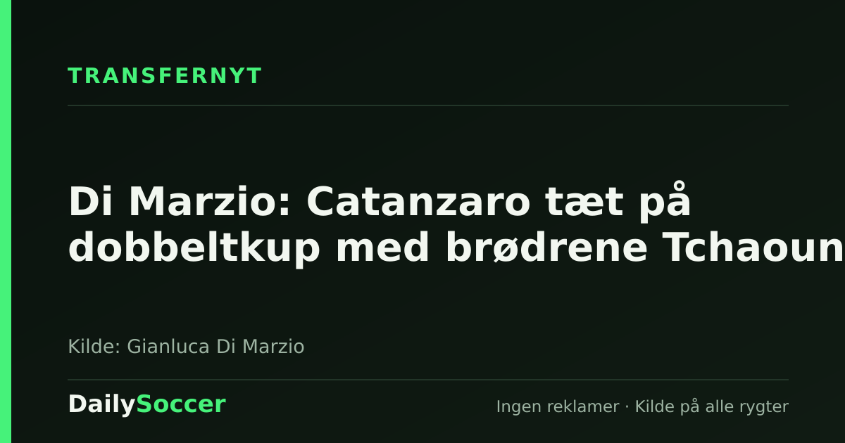Di Marzio: Catanzaro tæt på dobbeltkup med brødrene Tchaouna — DailySoccer