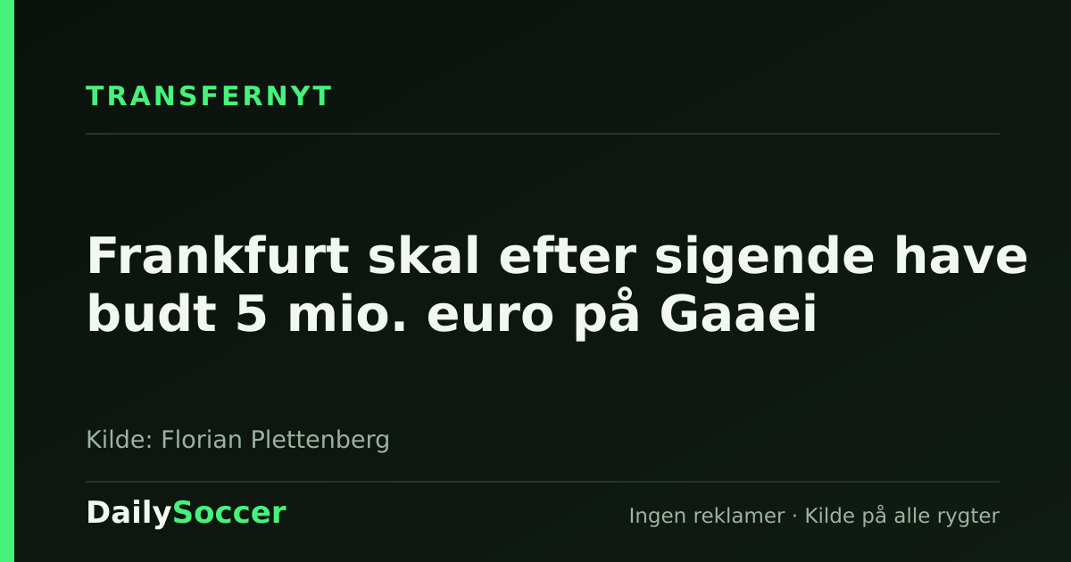 Frankfurt skal efter sigende have budt 5 mio. euro på Gaaei — DailySoccer