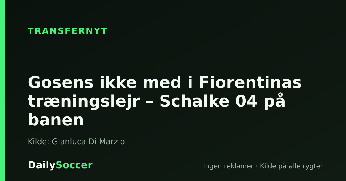 Gosens ikke med i Fiorentinas træningslejr – Schalke 04 på banen — DailySoccer