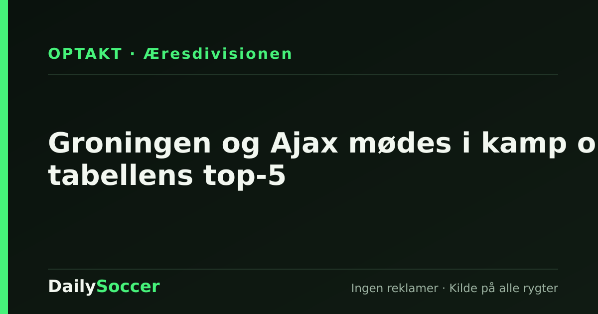 Groningen og Ajax mødes i kamp om tabellens top-5 — DailySoccer