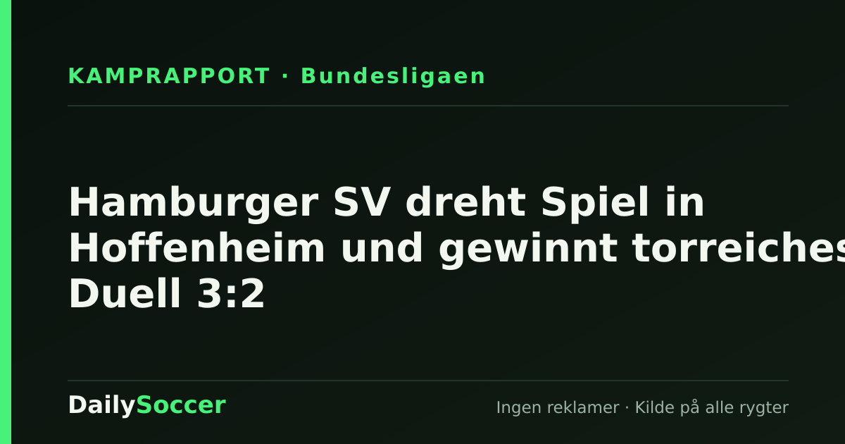 Hamburger SV dreht Spiel in Hoffenheim und gewinnt torreiches Duell 3:2 — DailySoccer