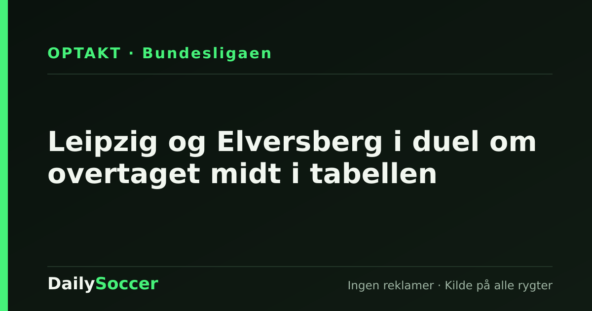 Leipzig og Elversberg i duel om overtaget midt i tabellen — DailySoccer