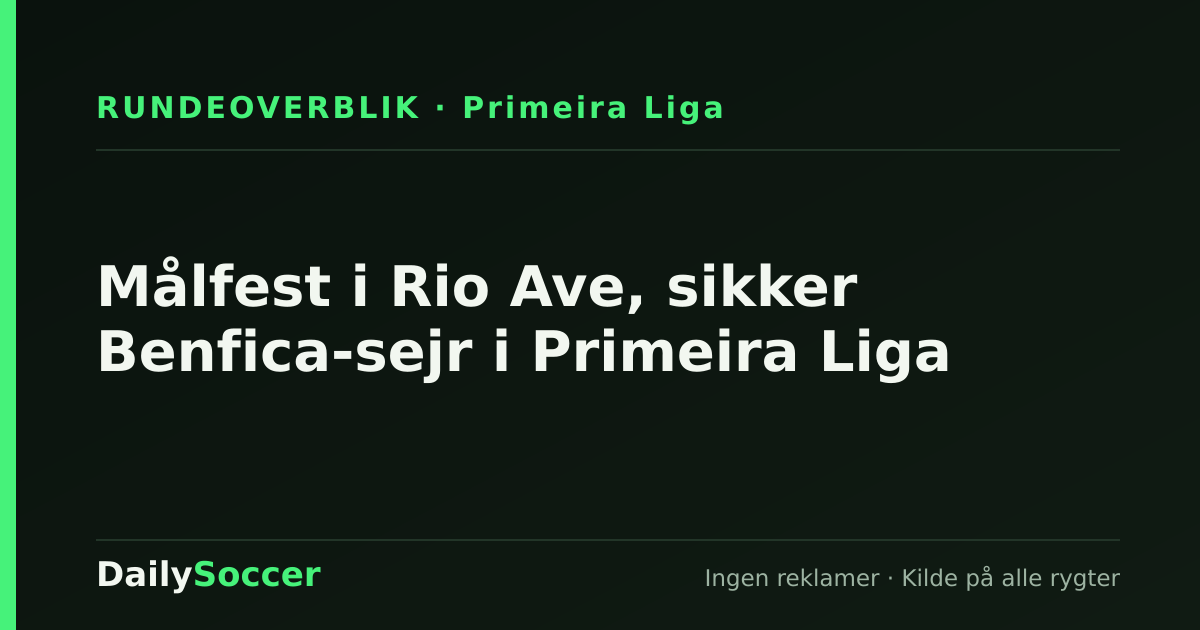 Målfest i Rio Ave, sikker Benfica-sejr i Primeira Liga — DailySoccer