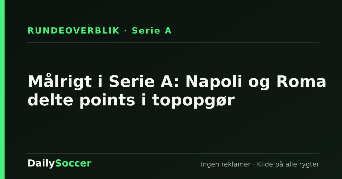 Målrigt i Serie A: Napoli og Roma delte points i topopgør — DailySoccer
