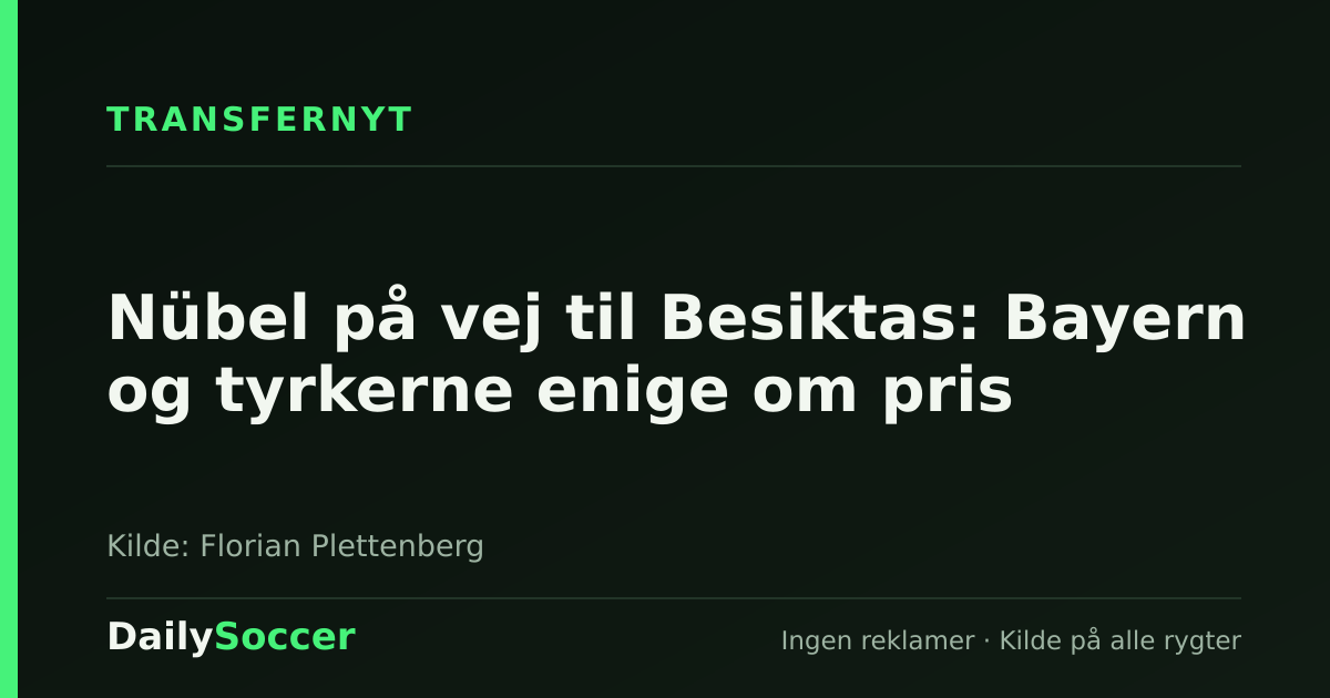 Nübel på vej til Besiktas: Bayern og tyrkerne enige om pris — DailySoccer