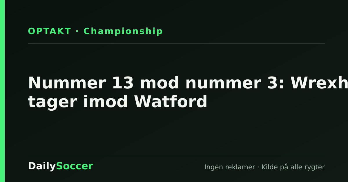 Nummer 13 mod nummer 3: Wrexham tager imod Watford — DailySoccer