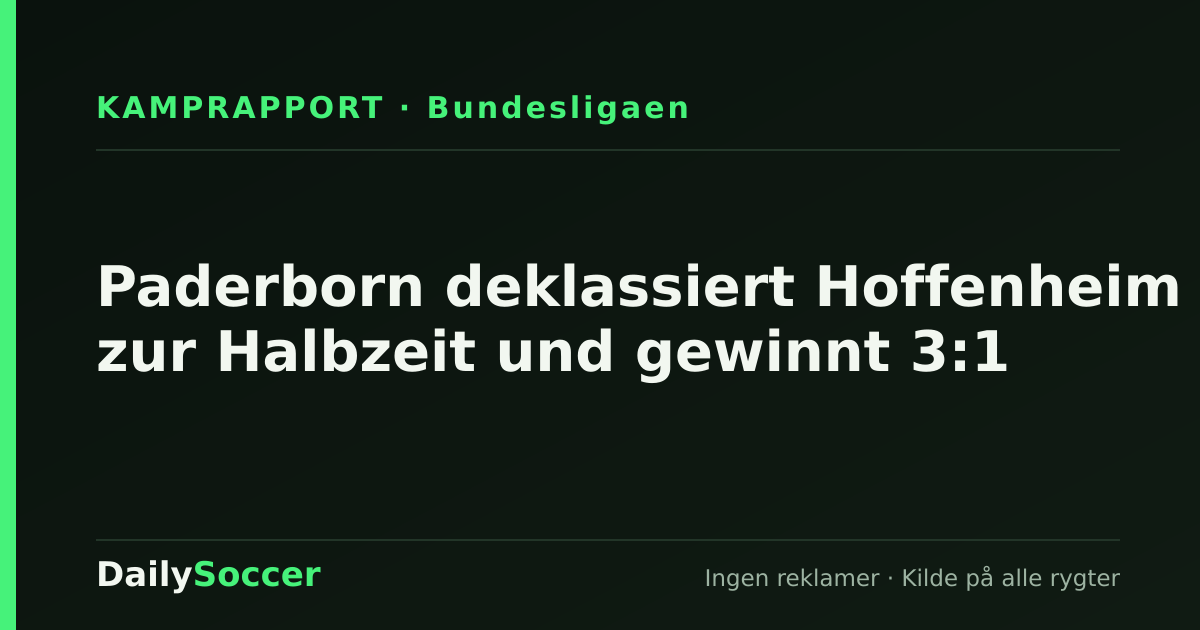 Paderborn deklassiert Hoffenheim zur Halbzeit und gewinnt 3:1 — DailySoccer