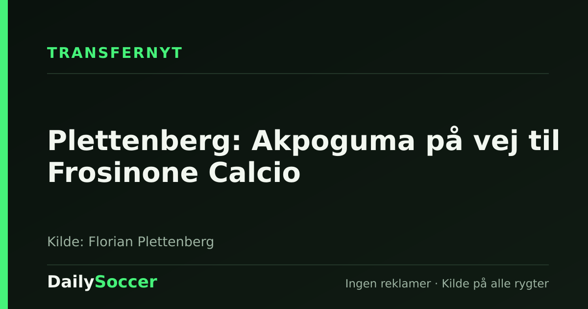 Plettenberg: Akpoguma på vej til Frosinone Calcio — DailySoccer