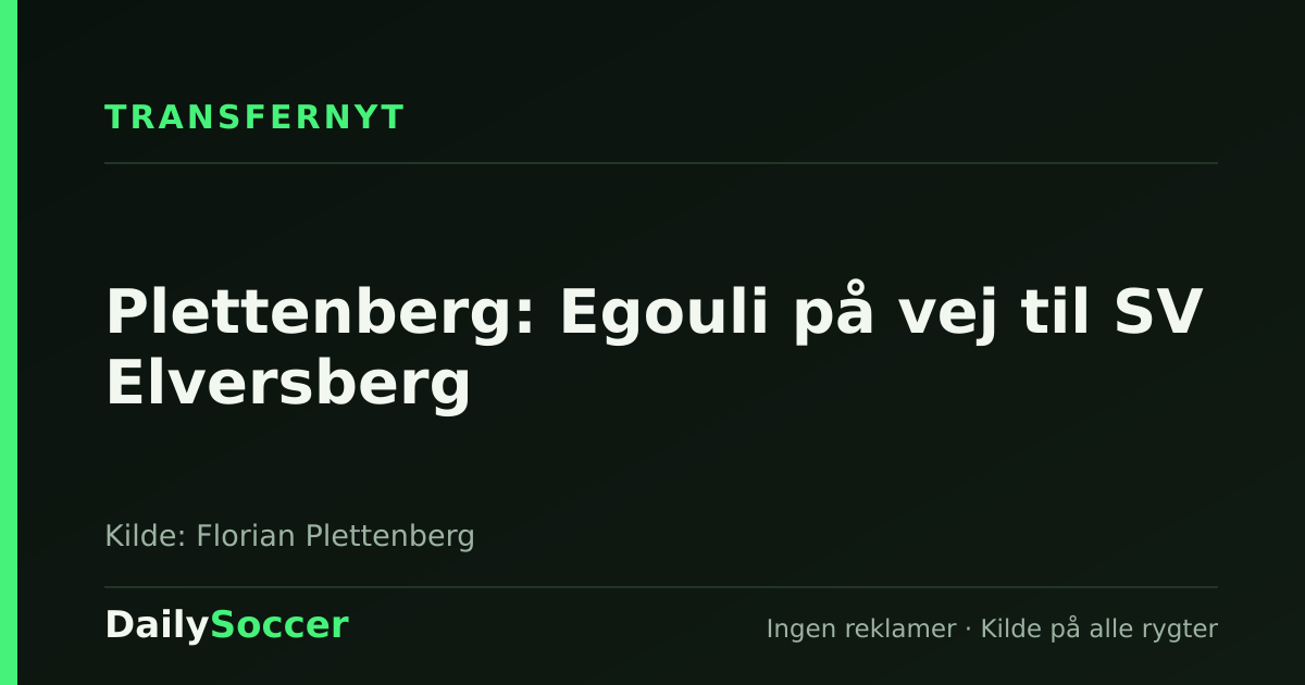 Plettenberg: Egouli på vej til SV Elversberg — DailySoccer