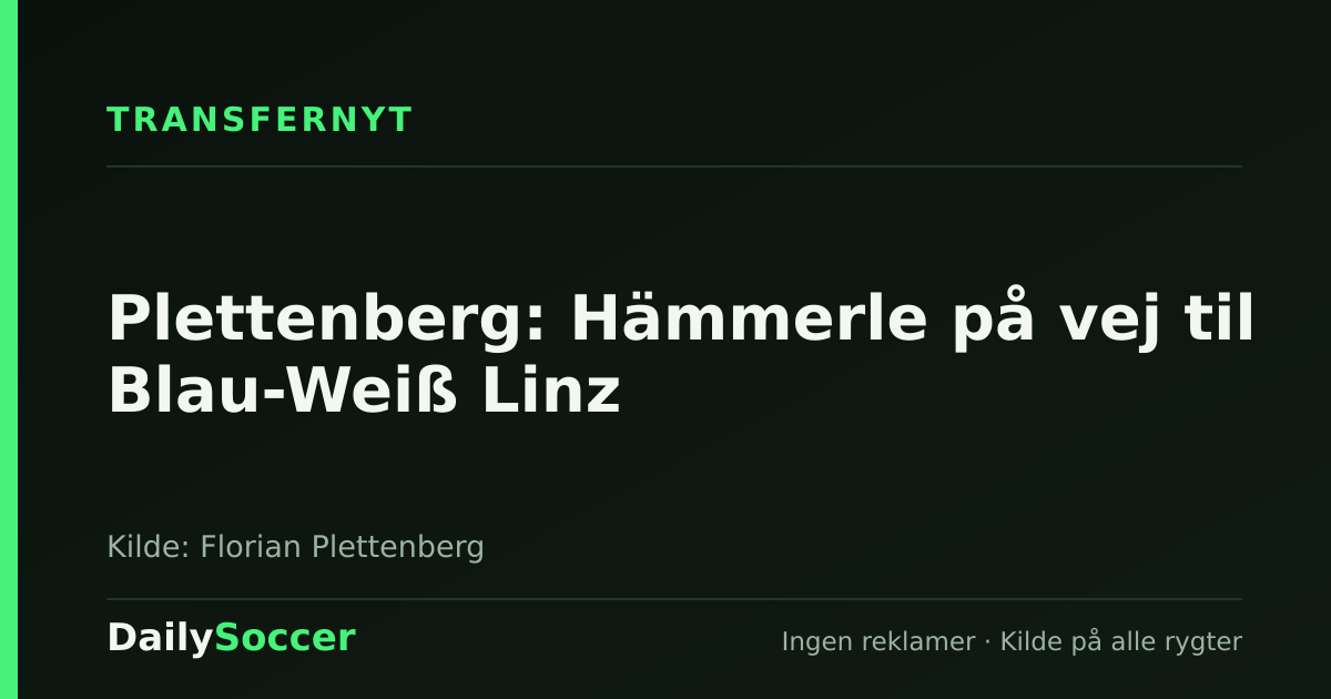 Plettenberg: Hämmerle på vej til Blau-Weiß Linz — DailySoccer