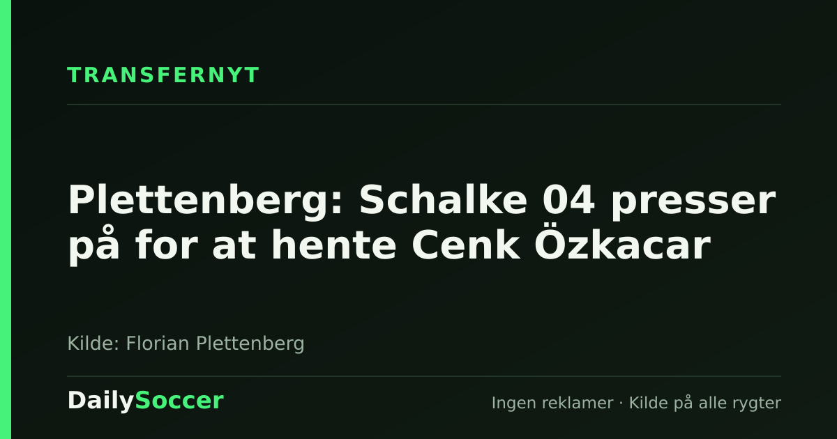 Plettenberg: Schalke 04 presser på for at hente Cenk Özkacar — DailySoccer