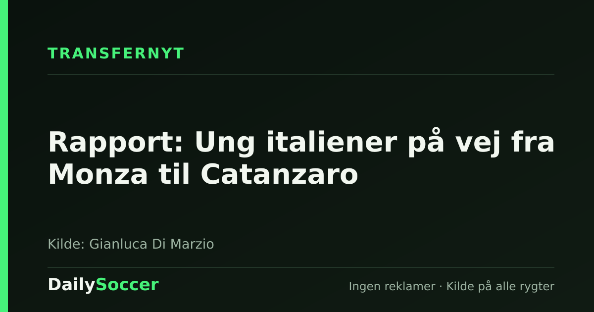 Rapport: Ung italiener på vej fra Monza til Catanzaro — DailySoccer
