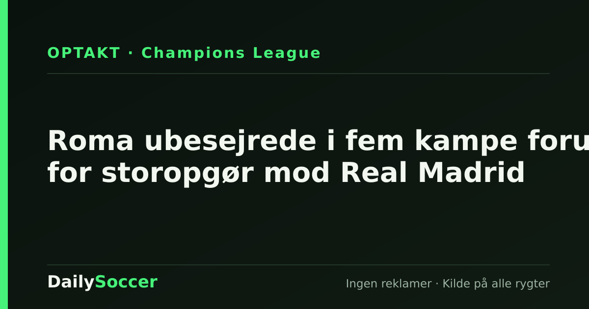 Roma ubesejrede i fem kampe forud for storopgør mod Real Madrid — DailySoccer