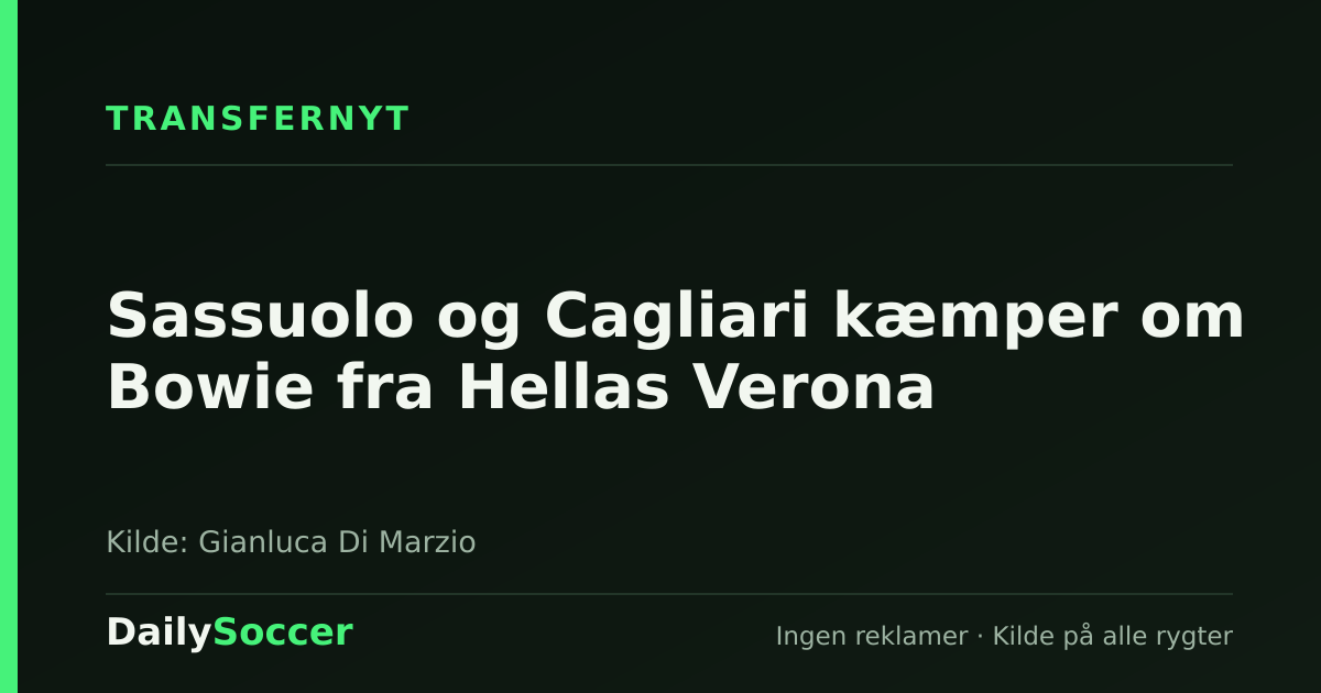 Sassuolo og Cagliari kæmper om Bowie fra Hellas Verona — DailySoccer