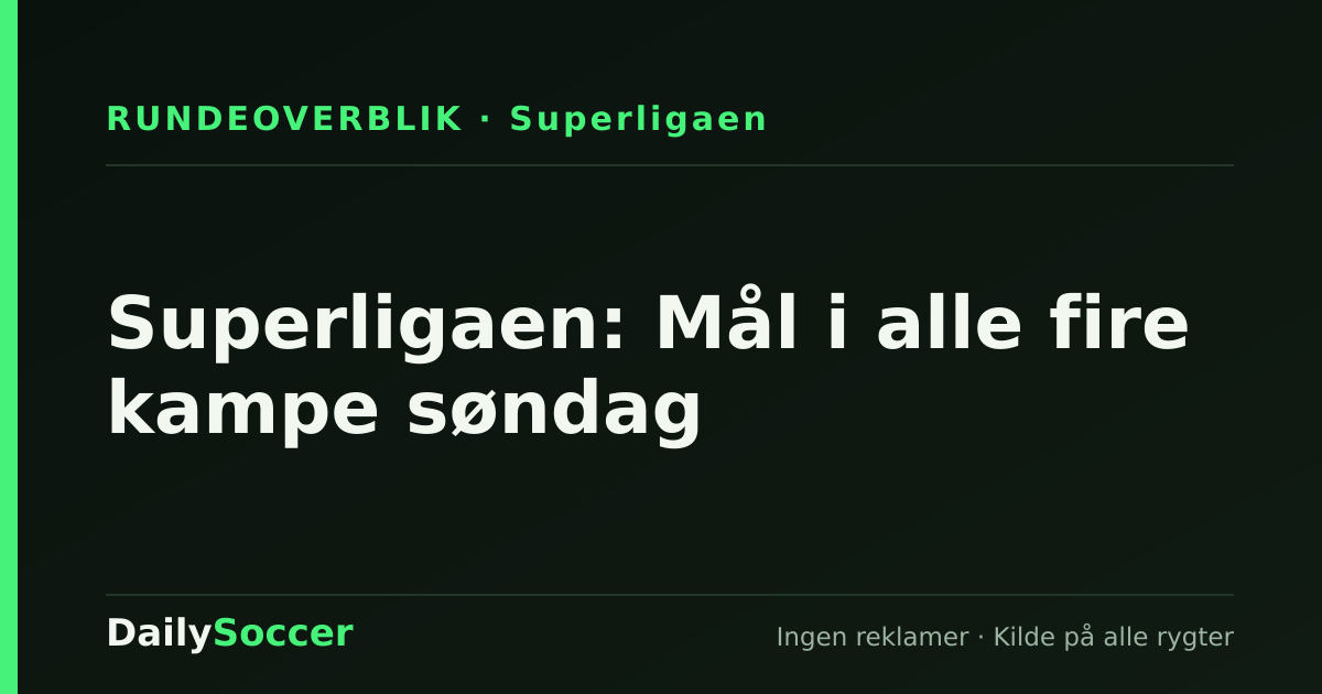 Superligaen: Mål i alle fire kampe søndag — DailySoccer