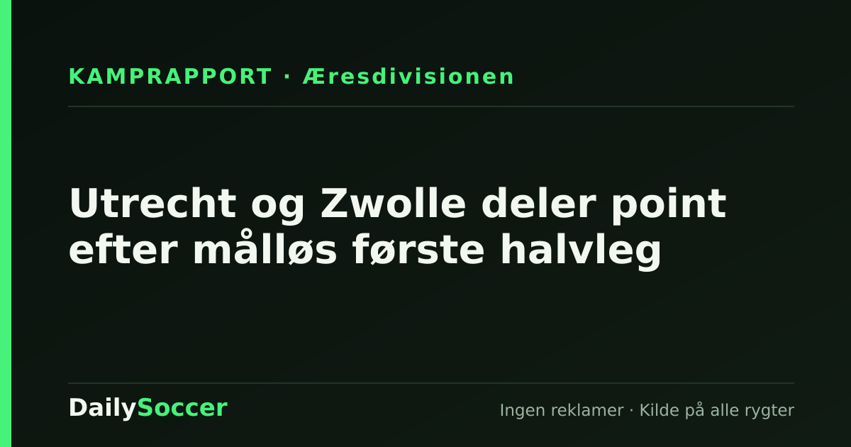 Utrecht og Zwolle deler point efter målløs første halvleg — DailySoccer