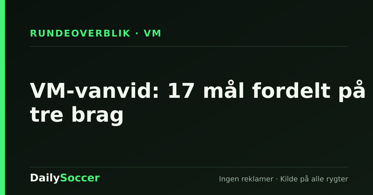 VM-vanvid: 17 mål fordelt på tre brag — DailySoccer