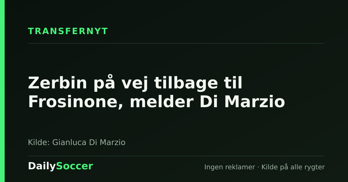 Zerbin på vej tilbage til Frosinone, melder Di Marzio — DailySoccer
